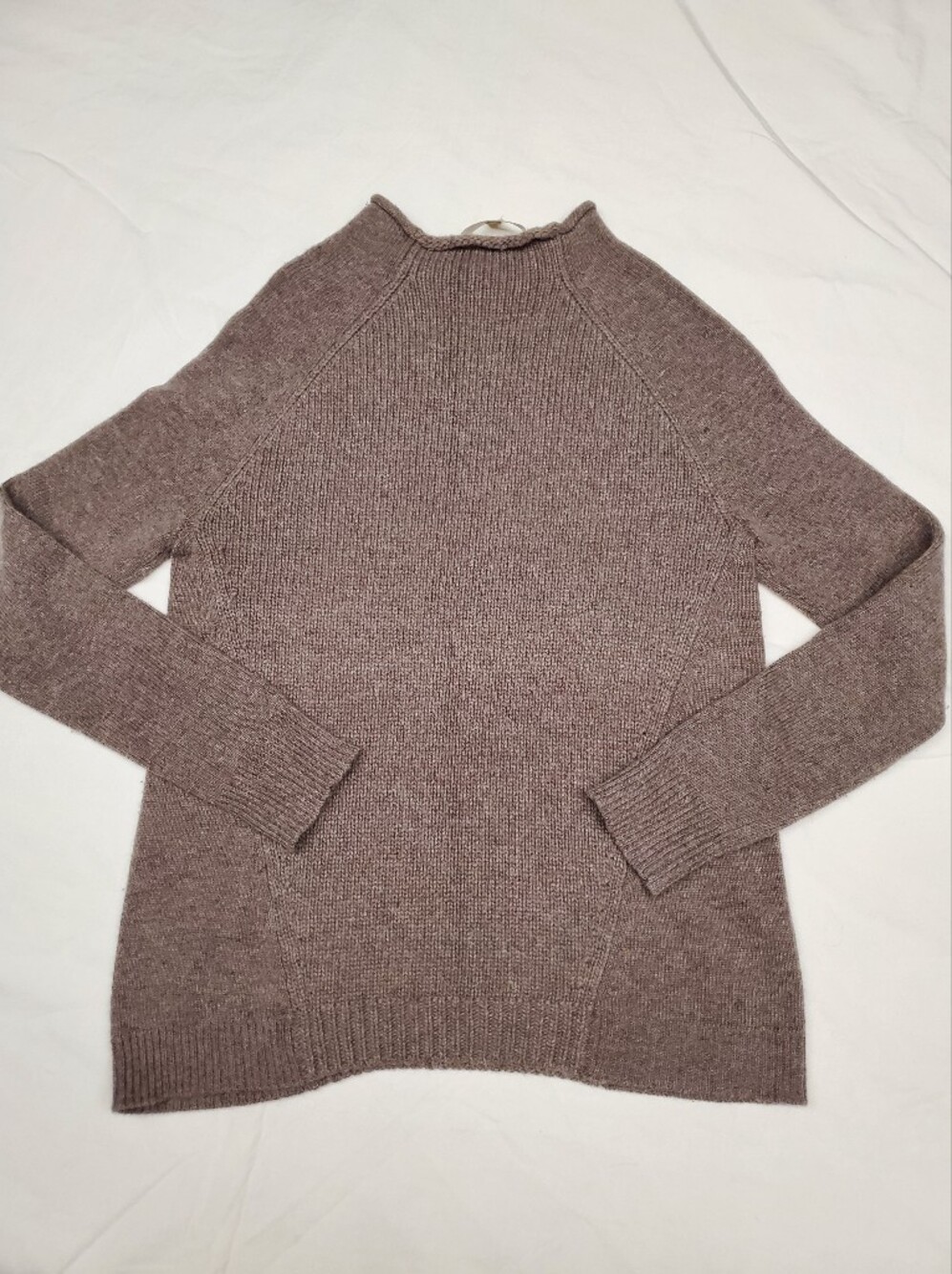 Joan Vass Taupe Cashmere Blend Mock Neck Sweater XS Quiet Luxury Soft Luxe Knit